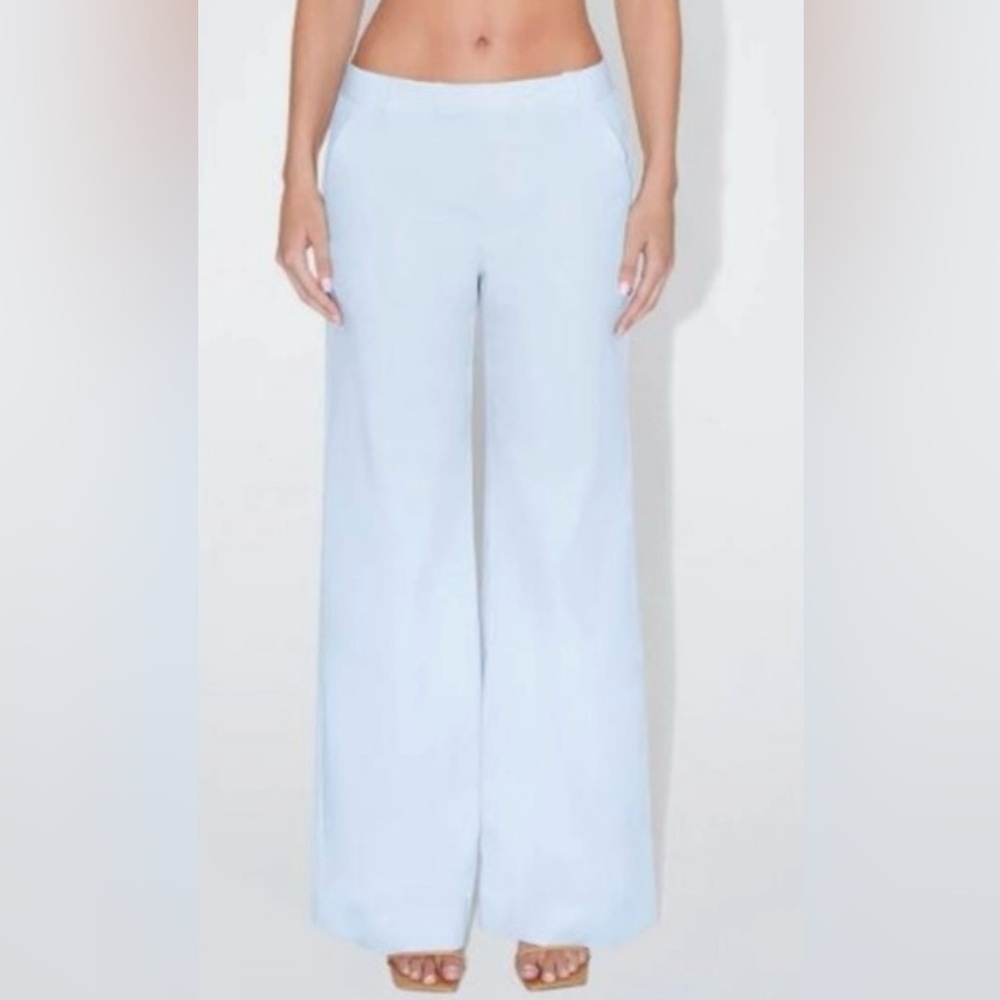 High-Rise Wide Leg Pants in Pale Blue